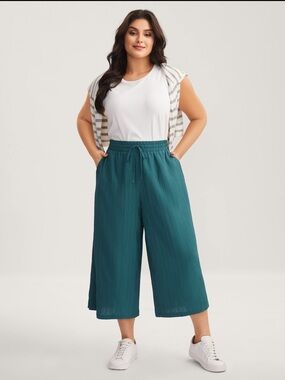 Bloom Chic Teal Cropped Pull-On Pants size 1X (14-16)